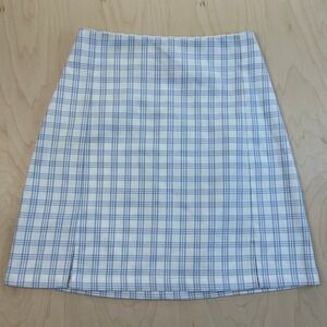 Brandy Melville Skirt Mini Plaid Blue White A-Line Casual Cute